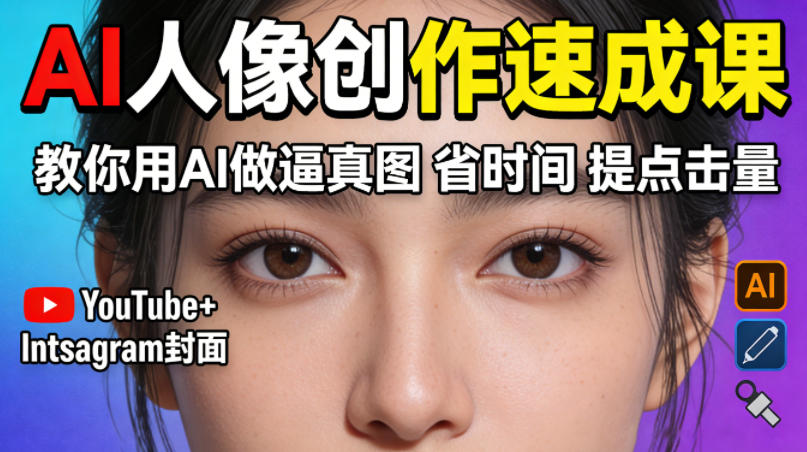 YouTube+Instagram封面没人点？AI人像创作速成课，教你用AI做逼真图，省时间还能提点击量！-云网创