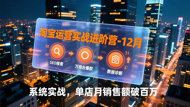 淘宝运营实战进阶营-12月:SEO搜索、万相台爆款、数据诊断,系统实战,单店月销售额破百万-云网创