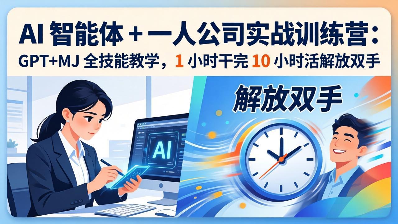 AI 智能体 + 一人公司实战训练营：GPT+MJ 全技能教学，1 小时干完 10 小时活解放双手-云网创