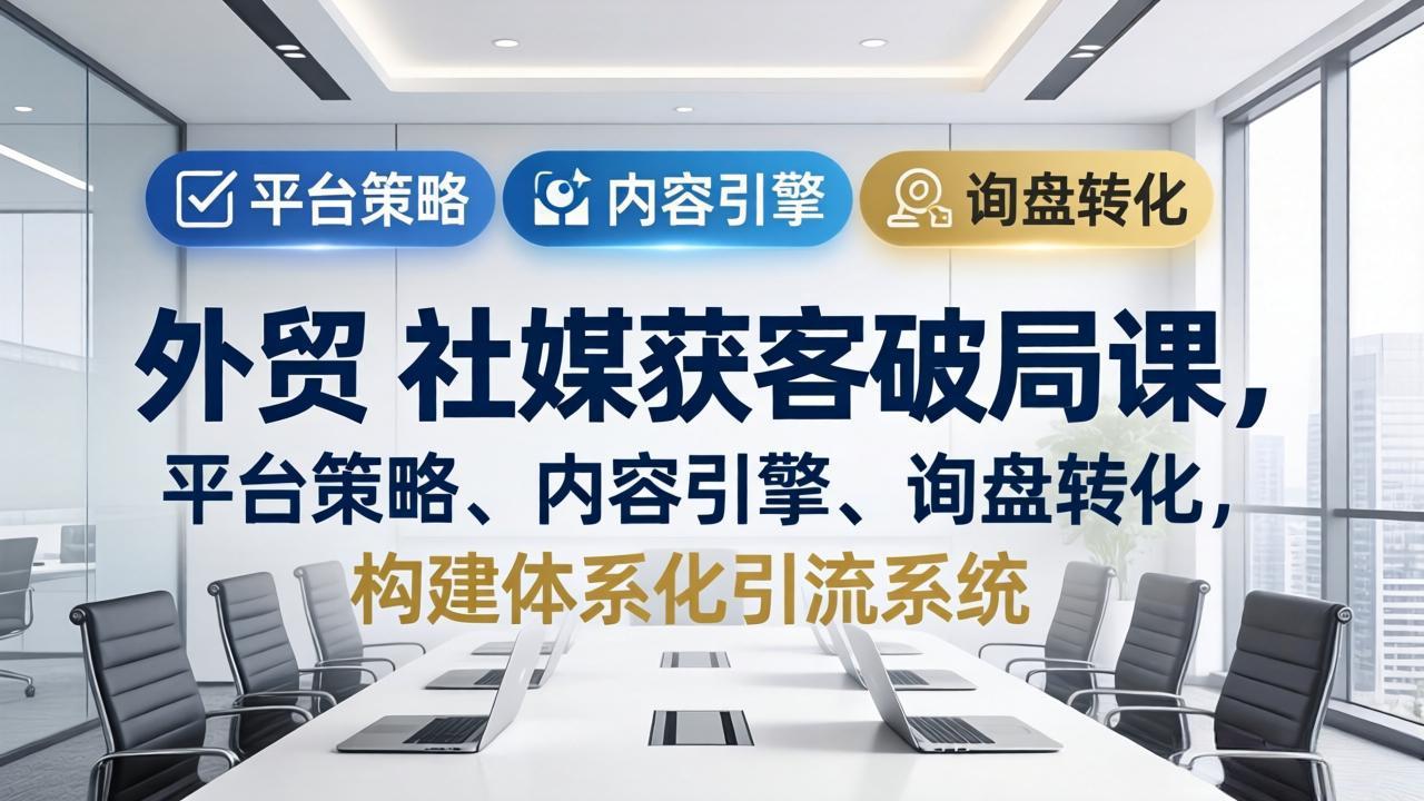 外贸 社媒获客破局课，平台策略、内容引擎、询盘转化，构建体系化引流系统(更新26年3月-云网创