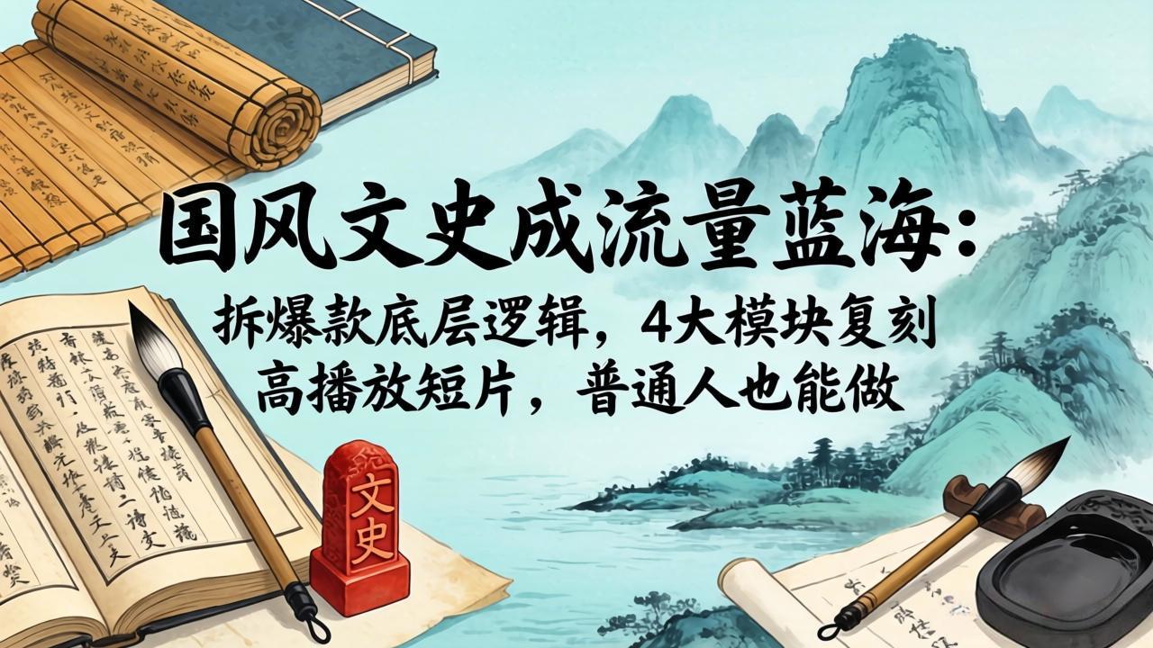 国风文史成流量蓝海：拆爆款底层逻辑，4大模块复刻高播放短片，普通人也能做-云网创
