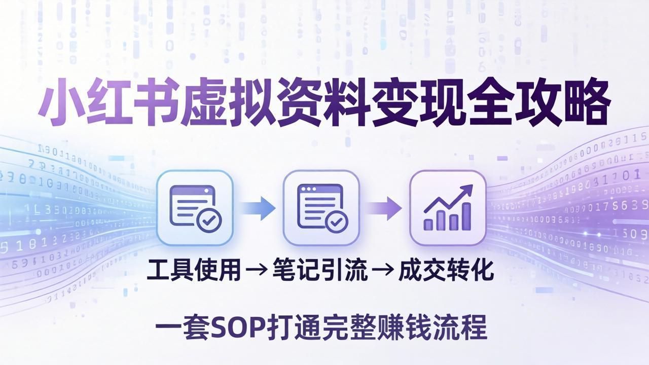 小红书虚拟资料变现全攻略:从工具使用到笔记引流成交,一套 SOP 打通完整赚钱流程-云网创