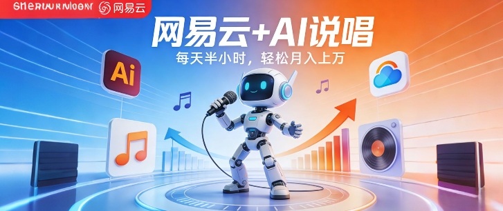 网易云+AI说唱，每天半小时，AI内容创作+流量变现，轻松月入1W-云网创