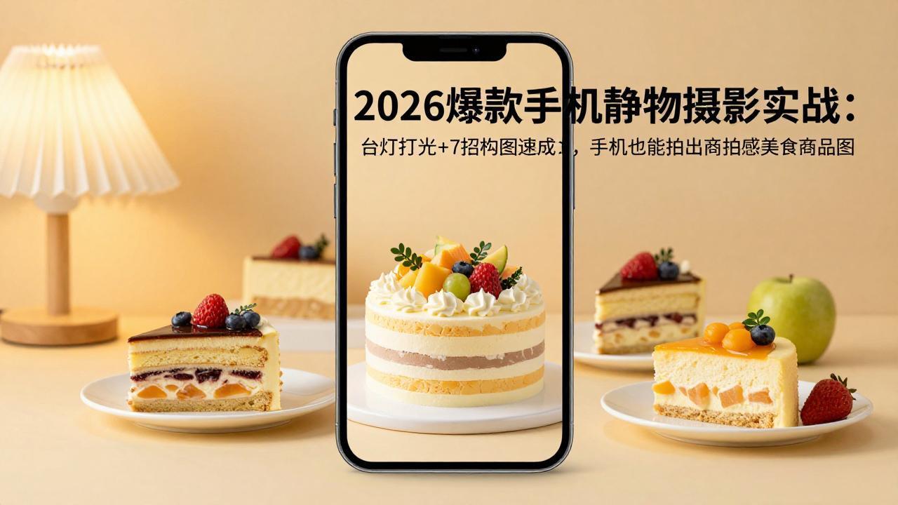 2026爆款手机静物摄影实战：台灯打光+7招构图速成，手机也能拍出商拍感美食商品图-云网创