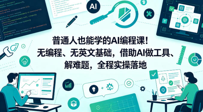 普通人也能学的AI编程课！无编程、无英文基础，借助AI做工具、解难题，全程实操落地-云网创