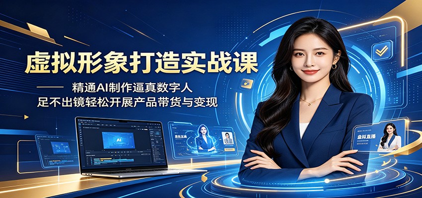 虚拟形象打造实战课：精通AI制作逼真数字人，足不出镜轻松开展产品带货与变现-云网创