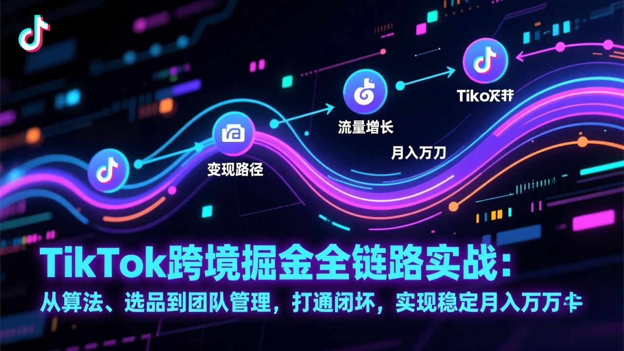 TikTok跨境掘金全链路实战：从算法、选品到团队管理，打通闭环，实现稳定月入万刀-云网创