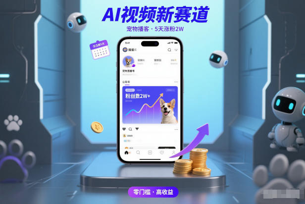 AI视频新赛道，宠物播客仅注册5天涨粉2W，收益非常可观-云网创