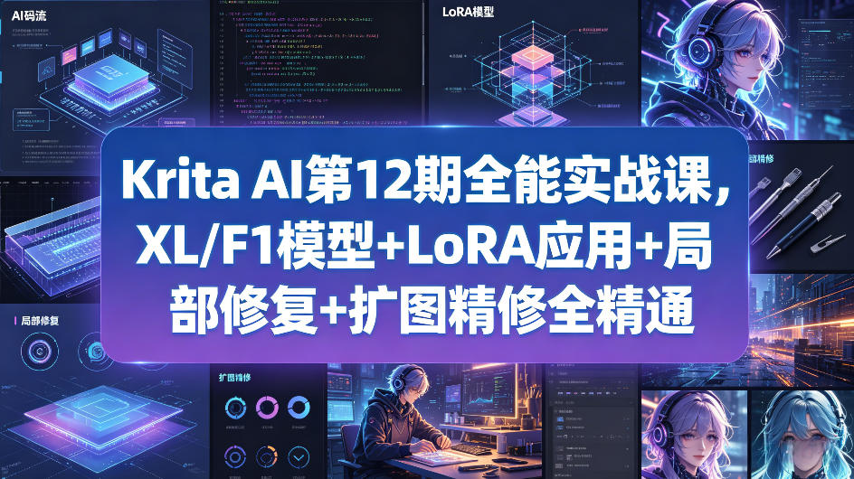 Krita AI第12期全能实战课，XL/F1模型+LoRA应用+局部修复+扩图精修全精通-云网创