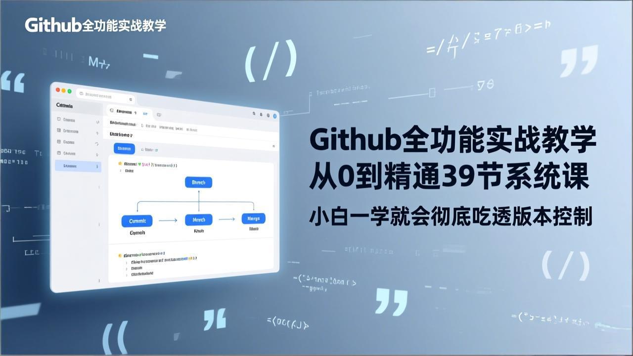 GitHub-全功能实战教学，从0到精通39节系统课，小白一学就会彻底吃透版本控制-云网创