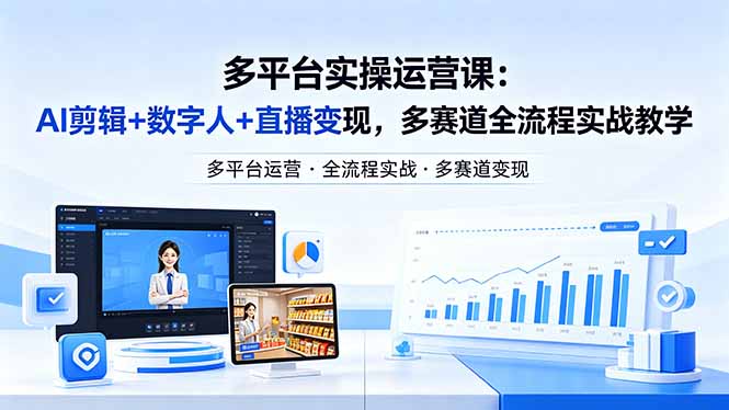 某团队多平台实操运营课-更新26年4月20：AI剪辑+数字人+直播变现，多赛道全流程实战教学-云网创