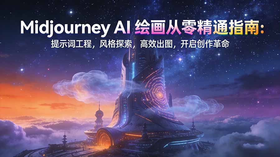 Midjourney AI绘画从零精通指南：提示词工程，风格探索，高效出图，开启创作革命-云网创