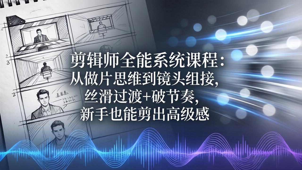 剪辑师全能系统课程:从做片思维到镜头组接,丝滑过渡+破节奏,新手也能剪出高级感-云网创