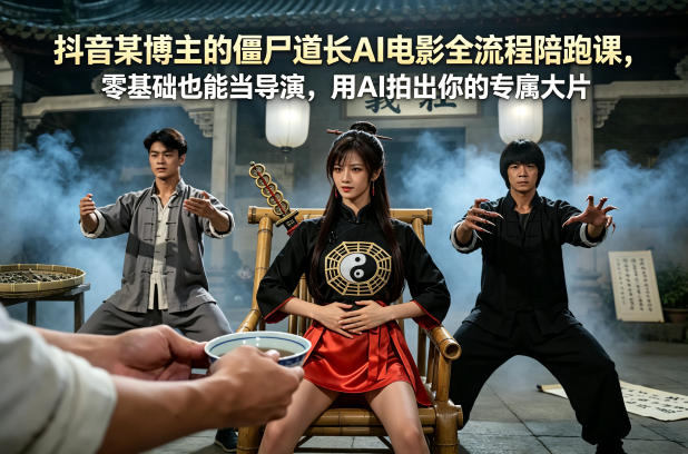 抖音某博主的僵尸道长AI电影全流程陪跑课，零基础也能当导演，用AI拍出你的专属大片-云网创