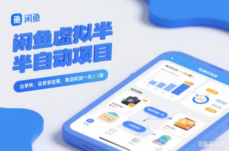 闲鱼虚拟半自动项目，出单快，容易拿结果，单店利润一天3-5张-云网创