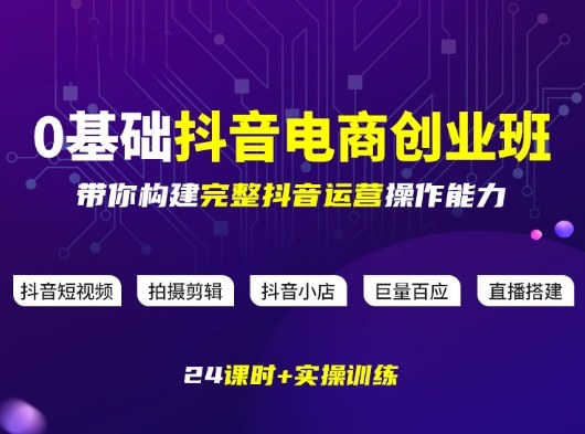 某电商学院0基础抖音电商创业班，带你构建完整抖音运营操作能力-云网创