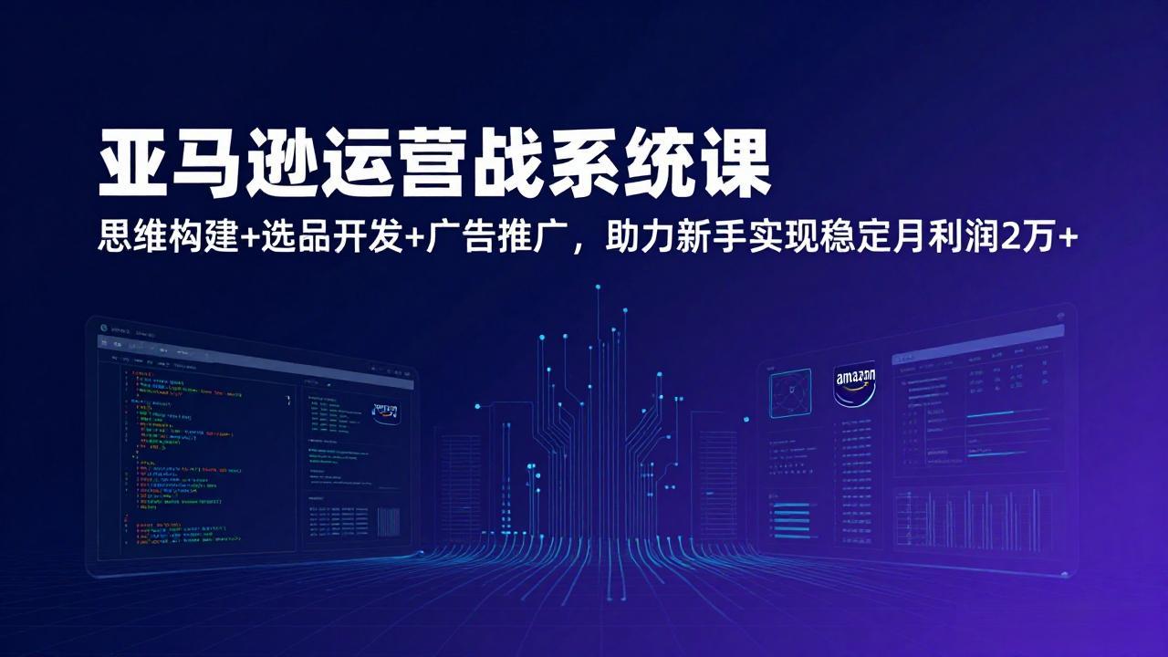 亚马逊运营实战系统课，思维构建+选品开发+广告推广，助力新手实现稳定月利润2万+(更新-云网创