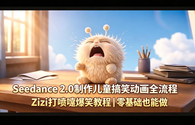 Seedance 2.0制作儿童搞笑动画全流程Zizi打喷嚏爆笑教程｜零基础也能做-云网创