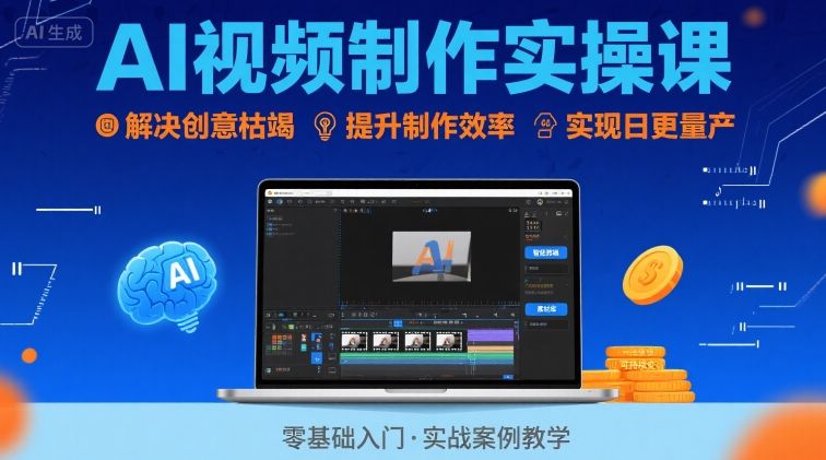 Ai视频制作实操课，解决创意枯竭、效率低下痛点，实现日更量产可持续变现(更新26年3月)-云网创