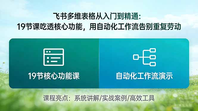 飞书多维表格从入门到精通：19节课吃透核心功能，用自动化工作流告别重复劳动-云网创