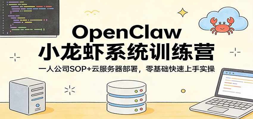 OpenClaw小龙虾系统训练营：一人公司SOP，云服务器部署，零基础快速上手实操-云网创