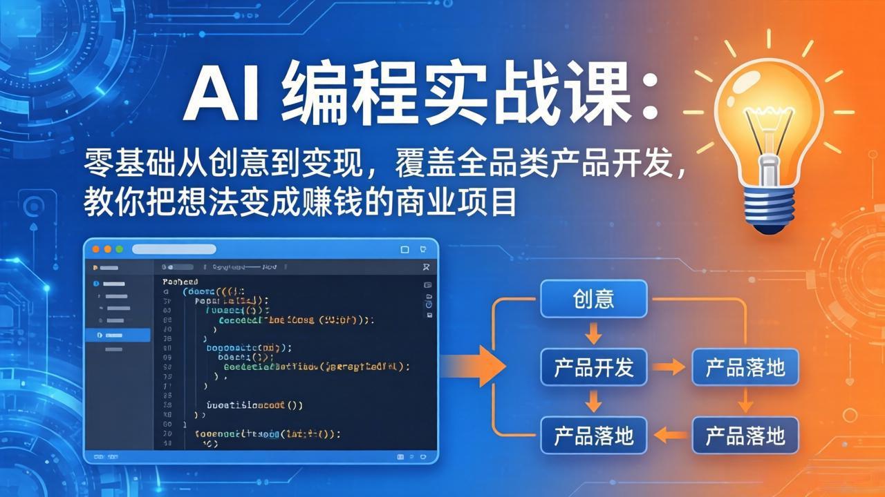 AI编程实战课-第三期-5月3更新：零基础从创意到变现，覆盖全品类产品开发，把想法变成赚钱项目-云网创