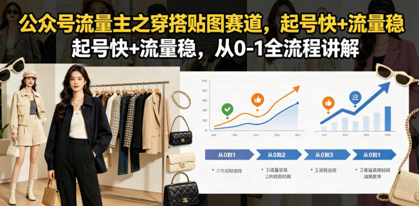 公众号流量主之穿搭贴图赛道，起号快+流量稳，从0-1全流程讲解-云网创