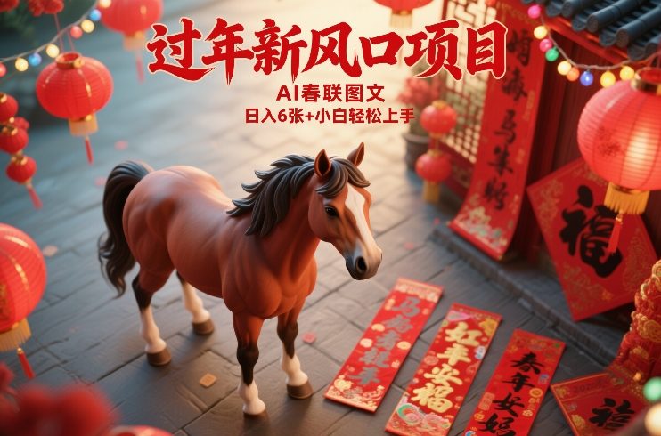 过年新风口项目，用ai春联图文，日入6张+小白轻松上手【揭秘】-云网创