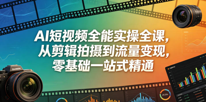 AI短视频全能实操全课，从剪辑拍摄到流量变现，零基础一站式精通-云网创