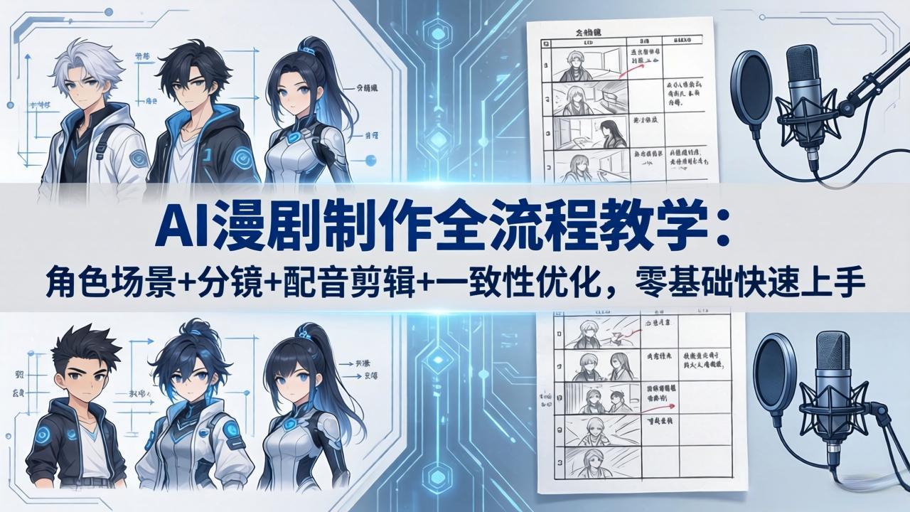 AI漫剧制作全流程教学：角色场景+分镜+配音剪辑+一致性优化，零基础快速上手-云网创