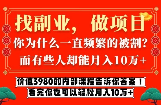 价值3980的网创内部课程，告诉你互联网创业月入10个W的秘密【揭秘】-云网创