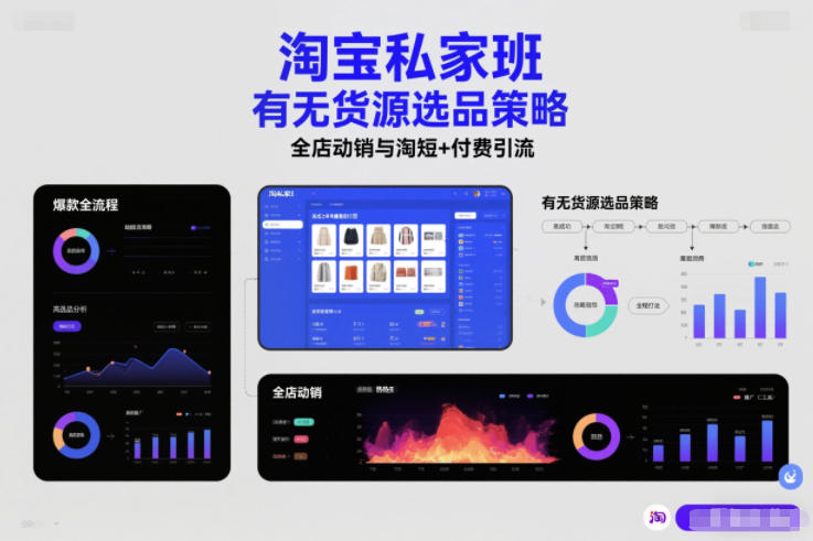淘宝私家班，有无货源选品策略，高成功率爆款全流程打法，全店动销与淘短+付费引流(更新)-云网创