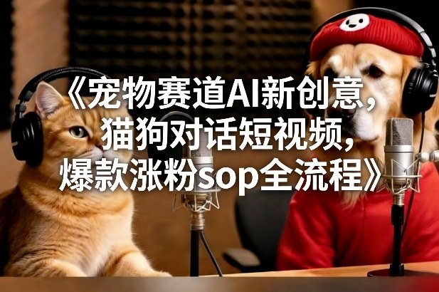 宠物赛道AI新创意,猫狗对话短视频,爆款涨粉sop全流程-云网创