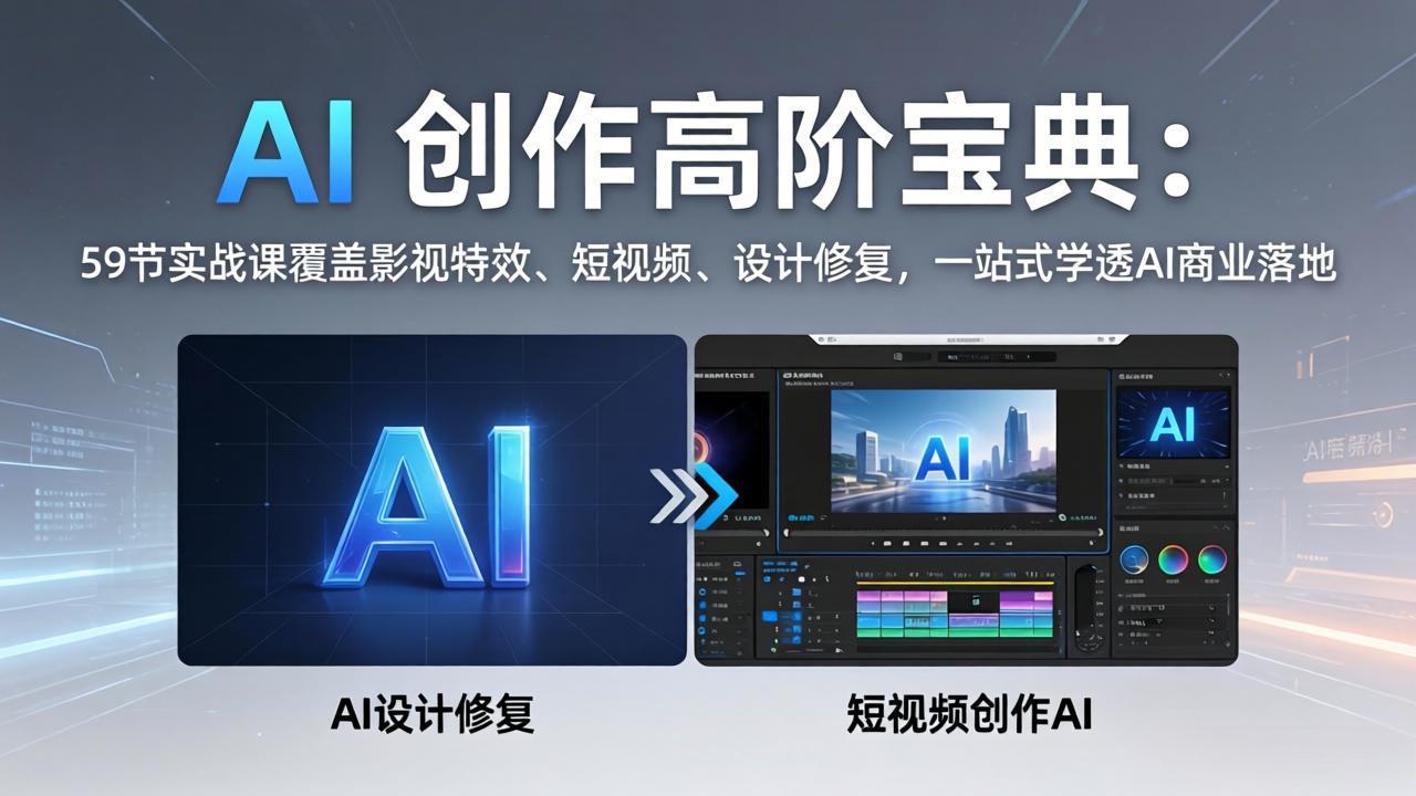 AI 创作高阶宝典：59节实战课覆盖影视特效、短视频、设计修复，一站式学透AI商业落地-云网创