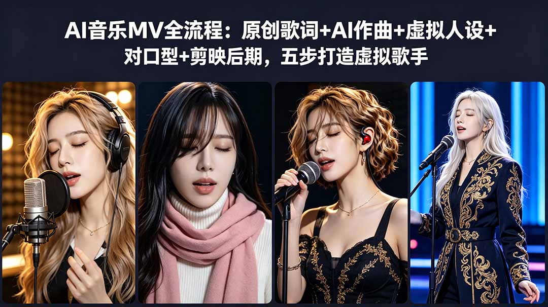AI音乐MV全流程：原创歌词+AI作曲+虚拟人设+对口型+剪映后期，五步打造虚拟歌手-云网创
