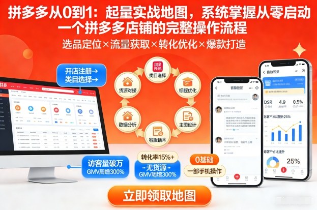 拼多多从0到1：起量实战地图，系统掌握从零启动一个拼多多店铺的完整操作流程-云网创