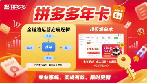 拼多多年卡,拼多多全链路运营底层逻辑,超级爆单术【更新26年1月】-云网创