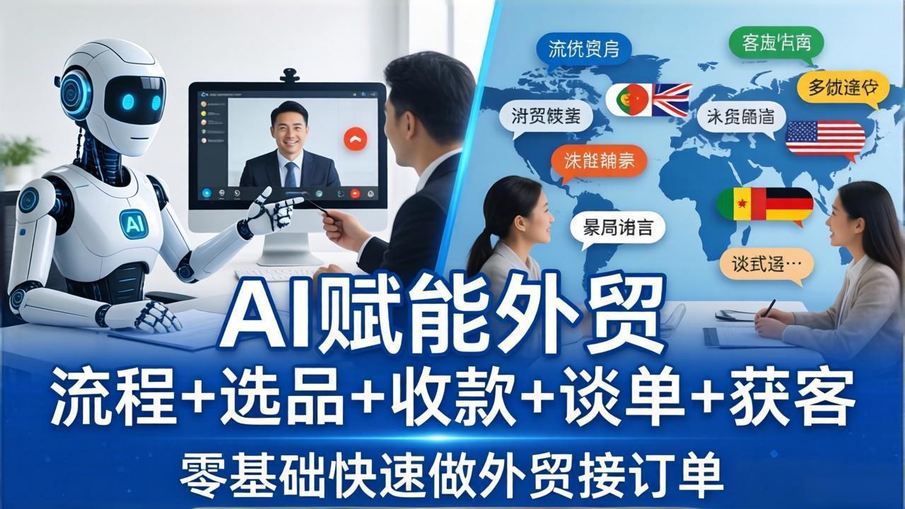 外贸+AI实战课：流程+选品+收款+谈单+获客，零基础快速做外贸接订单-云网创
