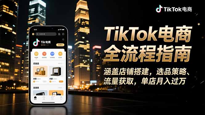 TikTok电商全流程指南,涵盖店铺搭建、选品策略、流量获取,单店月入过万-云网创