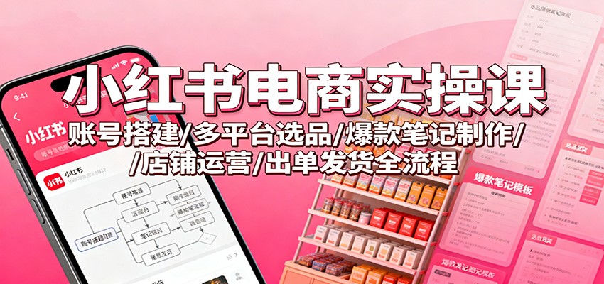 小红书电商实操课:账号搭建/多平台选品/爆款笔记制作/店铺运营/出单发货全流程-云网创