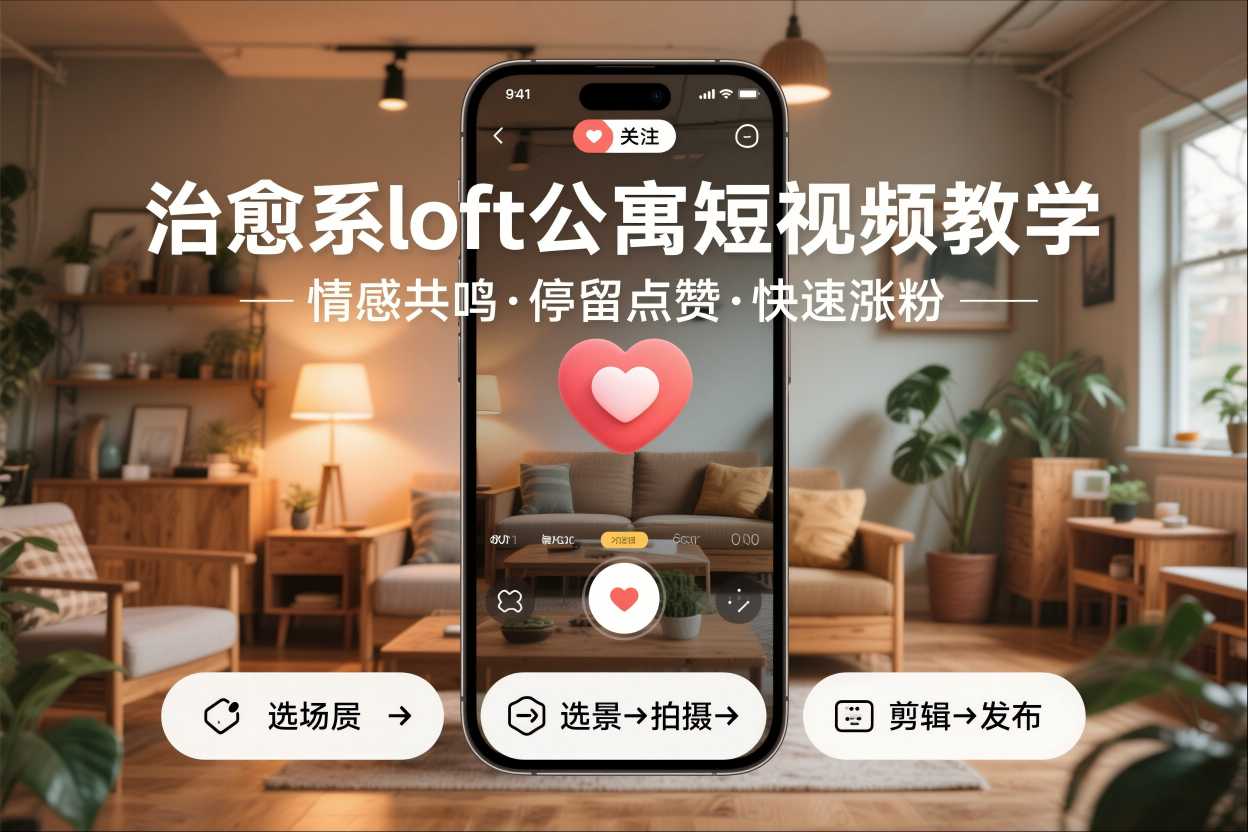 治愈系loft公寓短视频制作教学,情感共鸣引停留点赞关注,快速起号涨粉-云网创