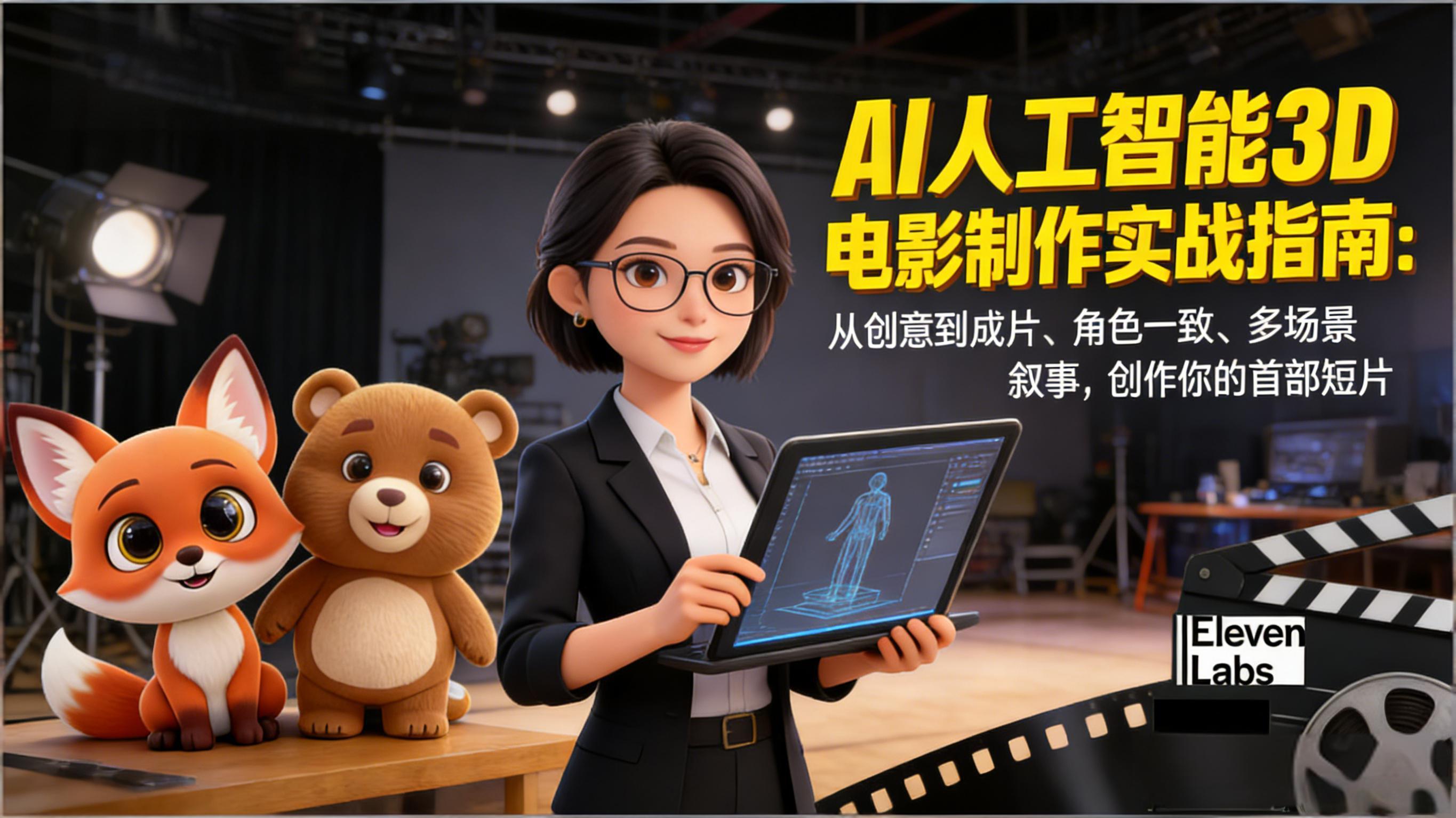 AI人工智能3D电影制作实战指南：从创意到成片、角色一致、多场景叙事，创作你的首部短片-云网创