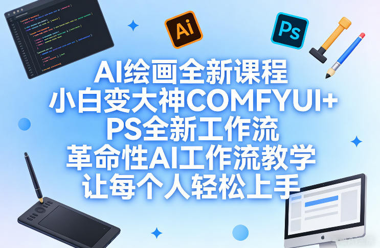 AI绘画全新课程，小白变大神COMFYUI+PS全新工作流，革命性AI工作流教学，让每个人轻松上手-云网创