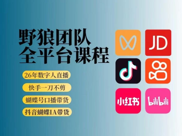 野狼团队2026新版全平台短视频带货教学，打开流量突破口，开始Ai带货(更新26年3月)-云网创