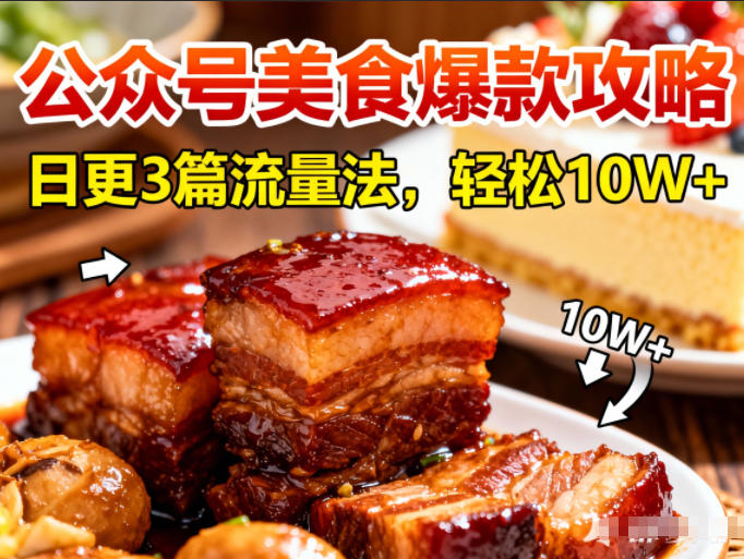 公众号搬运美食爆款攻略，日更3篇流量主打法，轻松10W+阅读-云网创