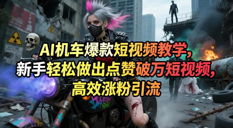 AI机车爆款短视频教学，新手轻松做出点赞破万短视频，高效涨粉引流-云网创