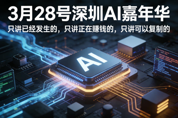 3月28号深圳AI嘉年华，只讲已经发生的，只讲正在賺钱的，只讲可以复制的-云网创