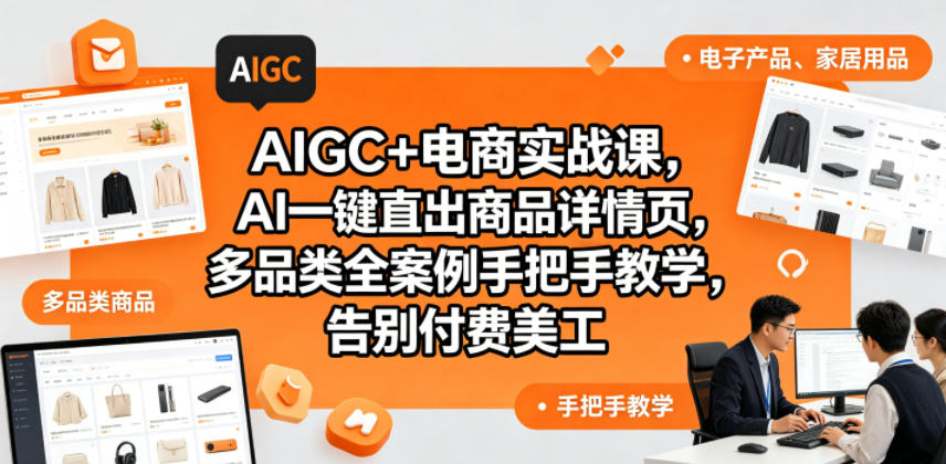 AIGC+电商实战课，AI一键直出商品详情页，多品类全案例手把手教学，告别付费美工(更新)-云网创