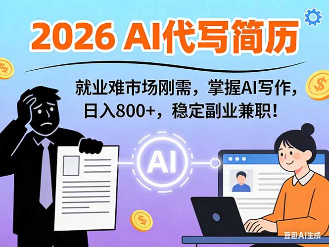 AI代写简历，超暴利，用万能模板月入1-3万实战教程，2026年市场刚需！-云网创