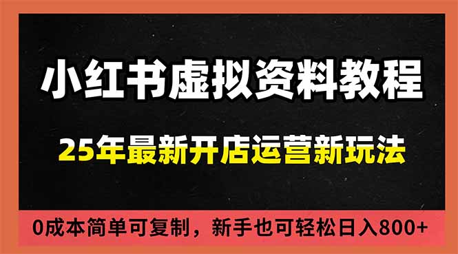 小红书虚拟资料项目：最新搜索流变现玩法，0成本简单可复制，一人多店打法，新手日入800+-云网创